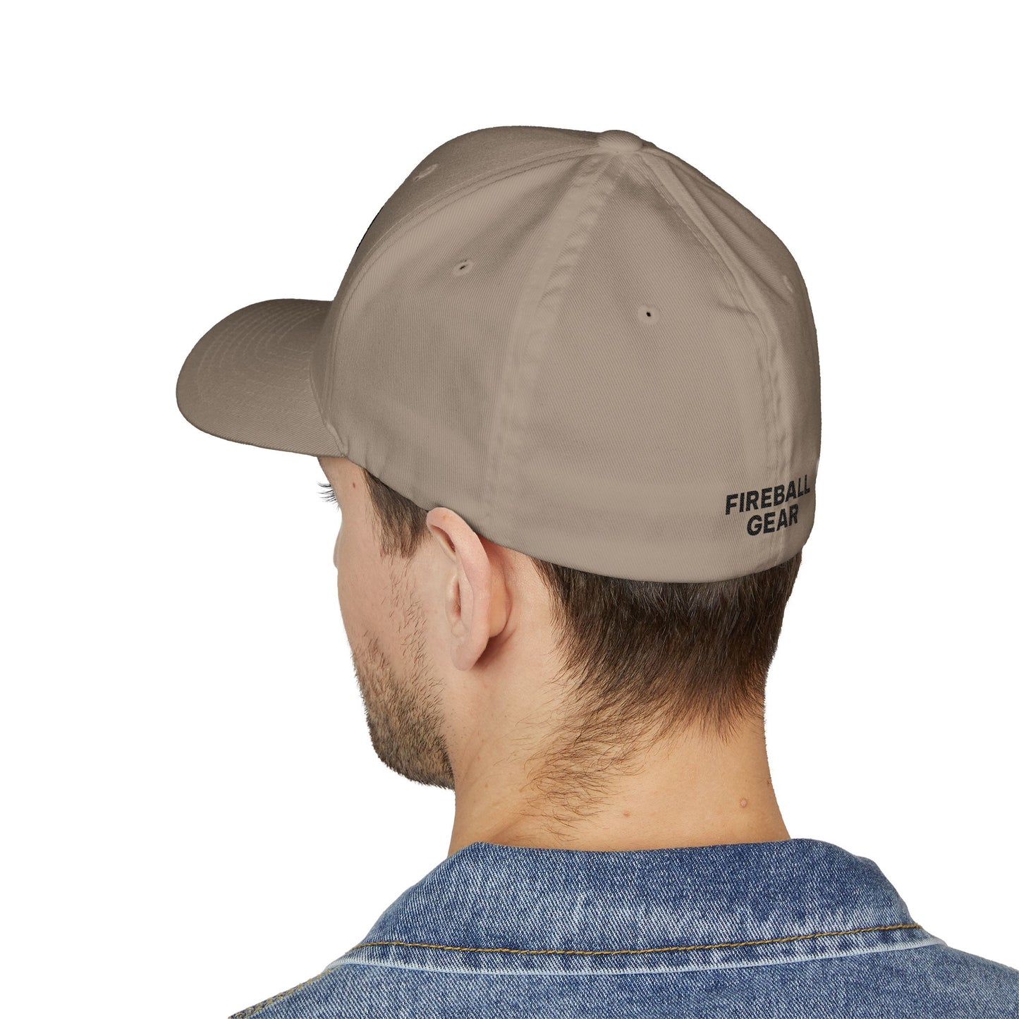 Gorra de béisbol bordada FlexFit de la serie Beast Mode - Flame & Gear - Negra
