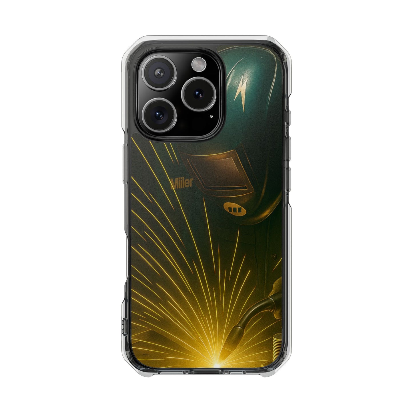 Miller Welder - Fundas magnéticas transparentes resistentes a impactos para iPhone