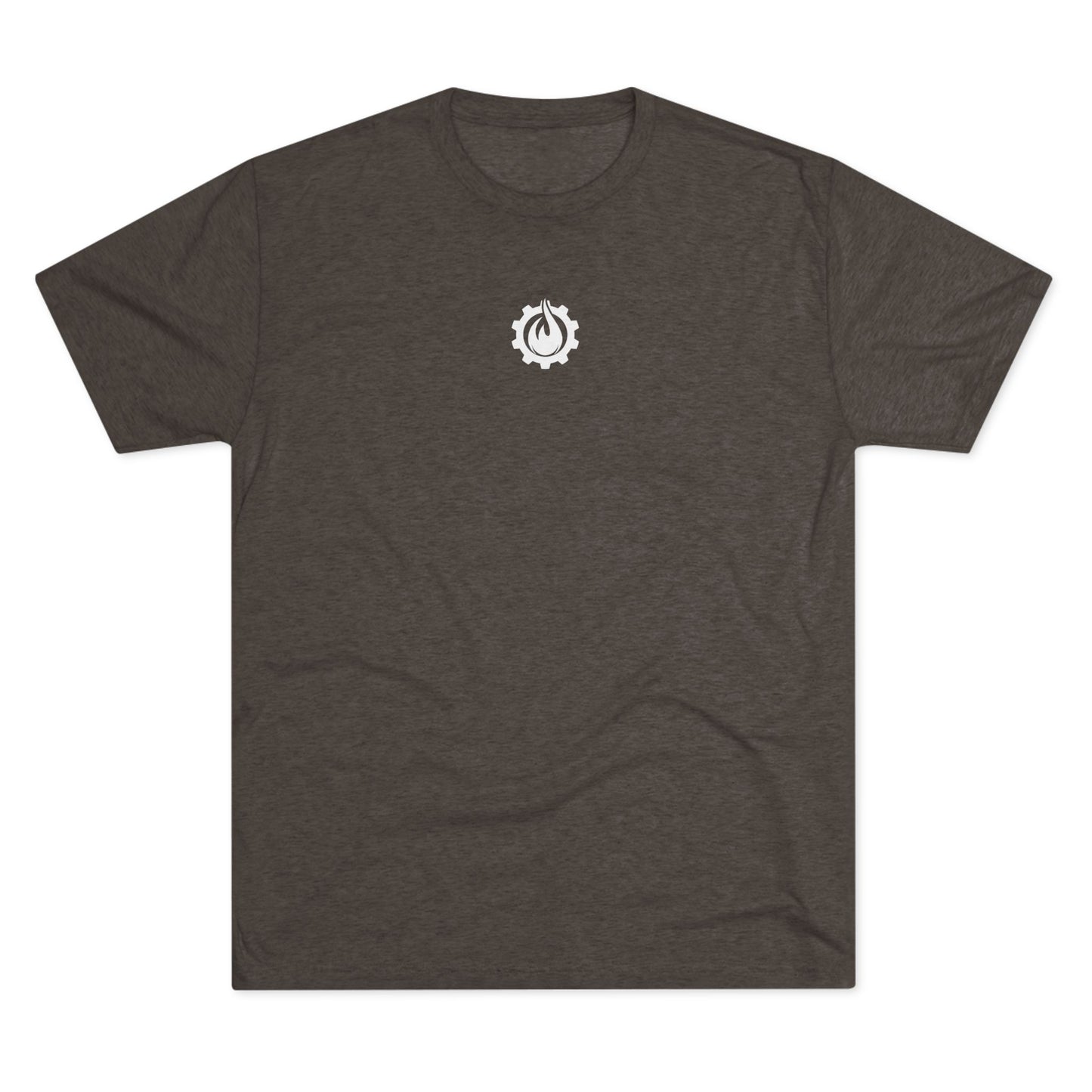 Fireball Gear - Camiseta unisex de mezcla triple blanca con llamas y engranajes