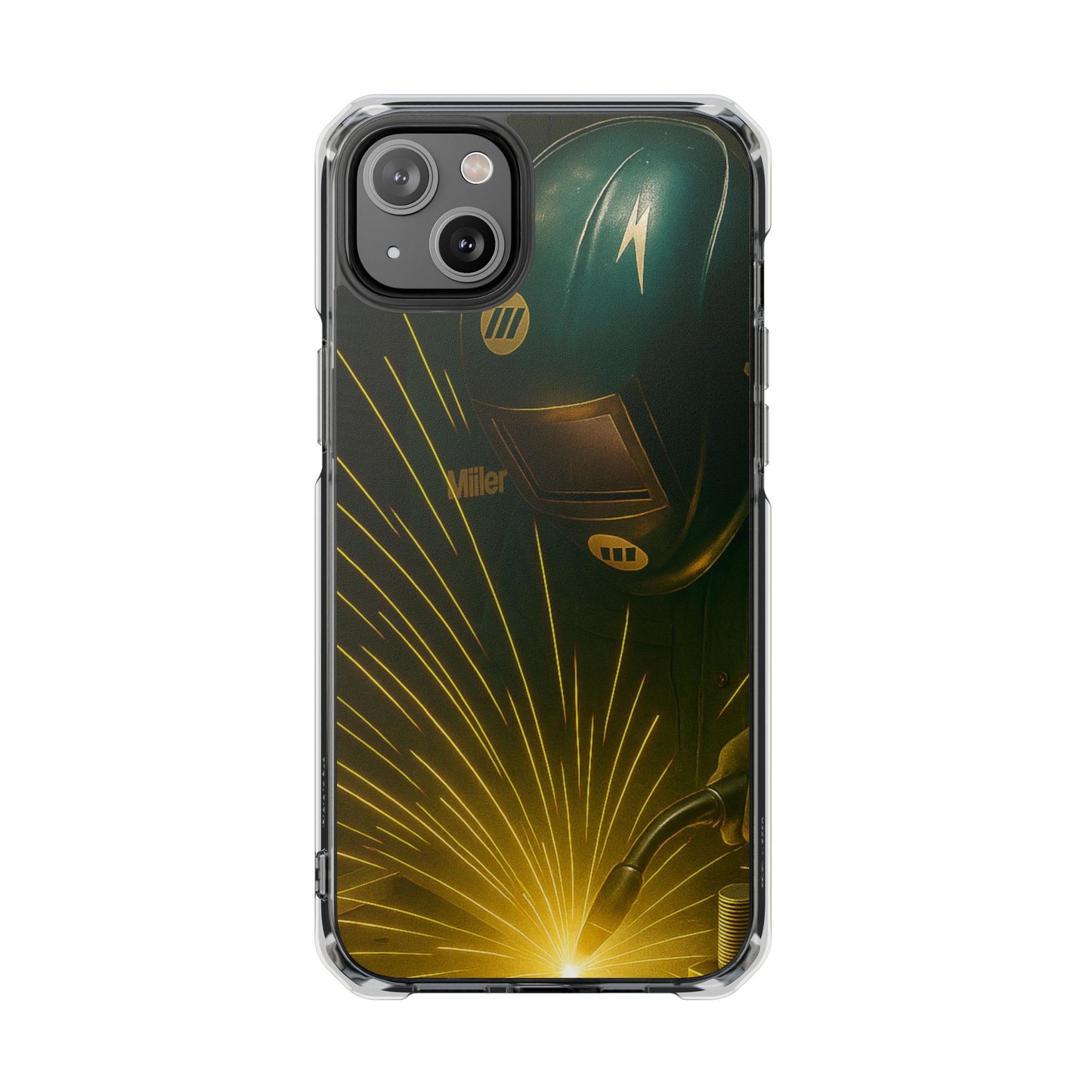 Miller Welder - Fundas magnéticas transparentes resistentes a impactos para iPhone