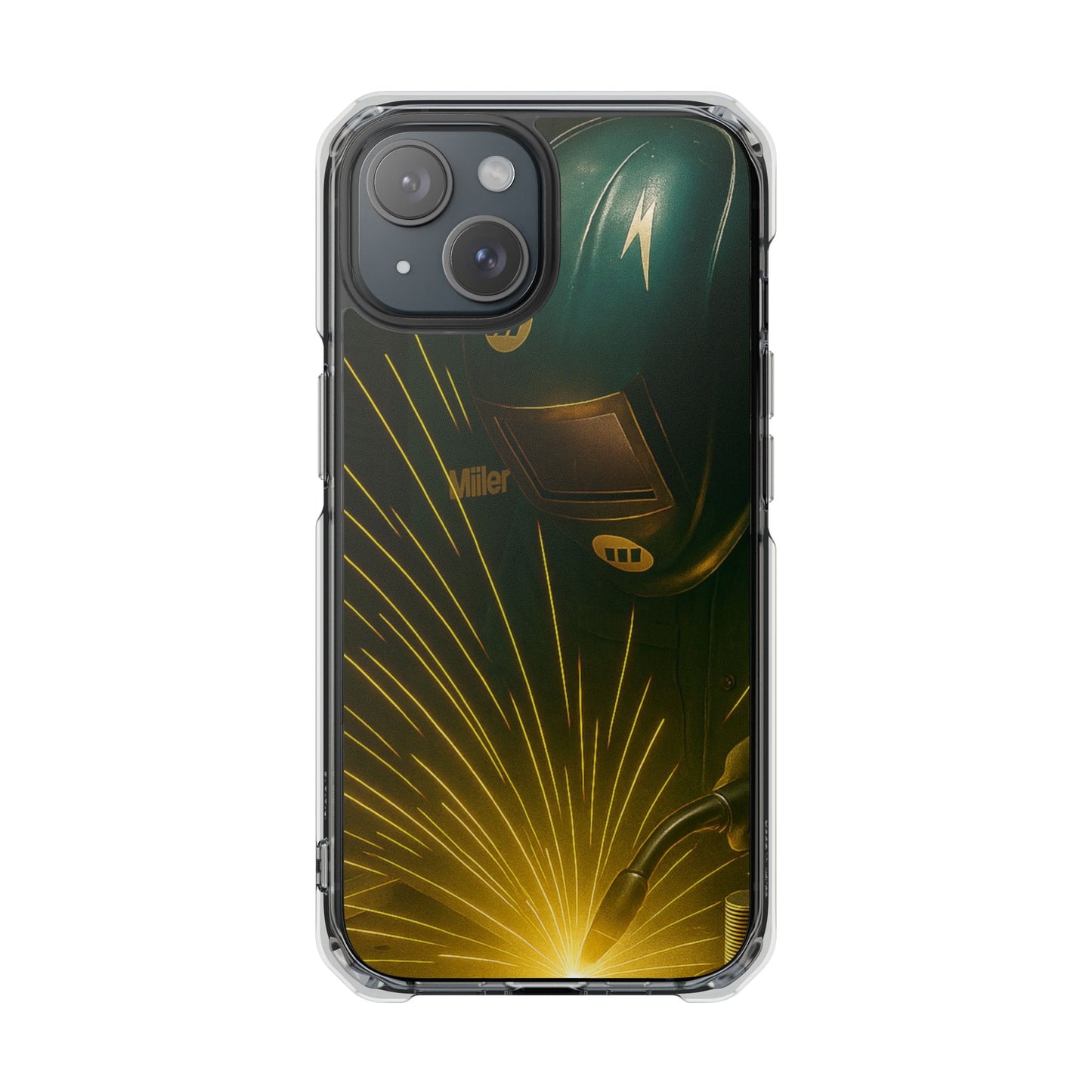 Miller Welder - Fundas magnéticas transparentes resistentes a impactos para iPhone