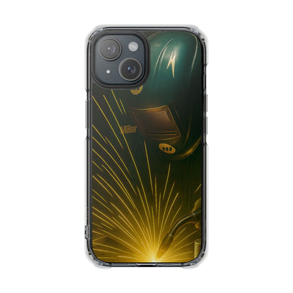 Miller Welder - Fundas magnéticas transparentes resistentes a impactos para iPhone