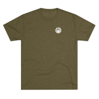 Fireball Gear - Flame &amp; Gear - Camiseta unisex de mezcla triple blanca