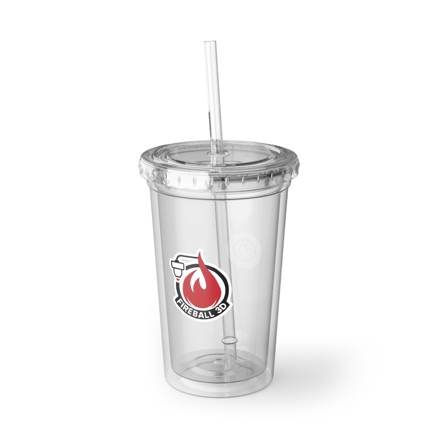 Fireball 3D - 16oz Insulated Acrylic Tumbler, with Lid and Straw