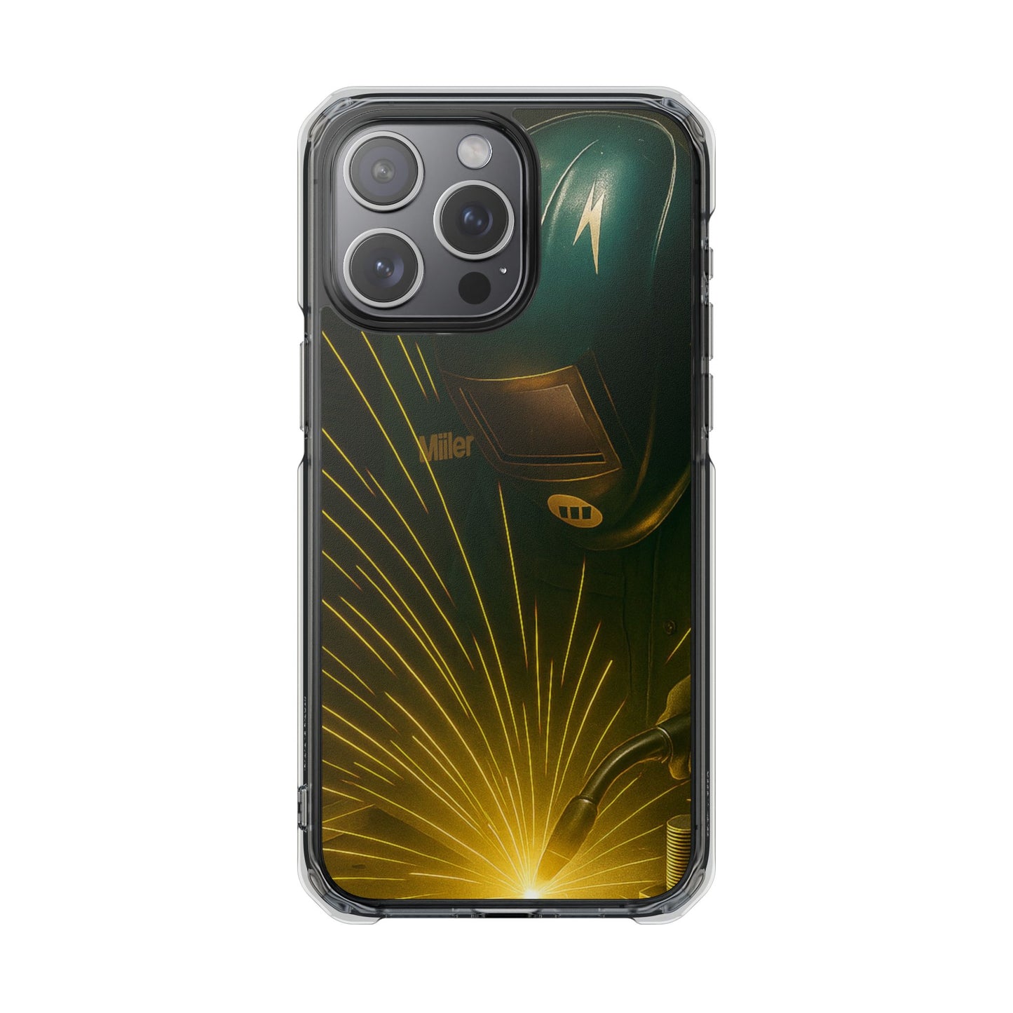 Miller Welder - Fundas magnéticas transparentes resistentes a impactos para iPhone