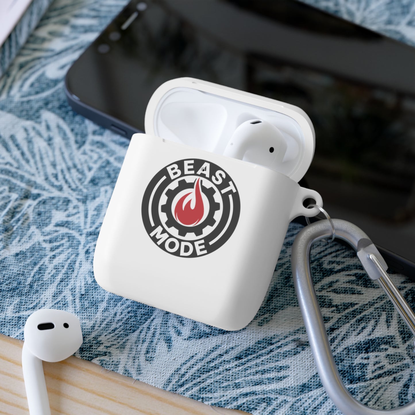 Beast Mode AirPods Case Cover – Black & Red Flame Gear – Personalized with Your Gym Barcode
