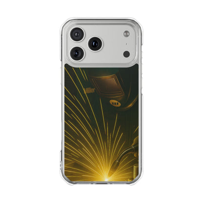 Miller Welder - Fundas magnéticas transparentes resistentes a impactos para iPhone