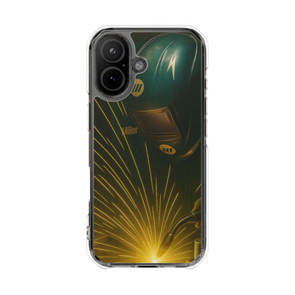 Miller Welder - Fundas magnéticas transparentes resistentes a impactos para iPhone