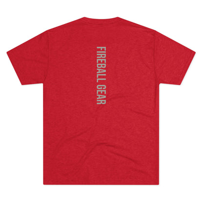 Fireball Gear - Flamme &amp; Ausrüstung zentriert - Grau &amp; Weiß - Unisex Triblend T-Shirt