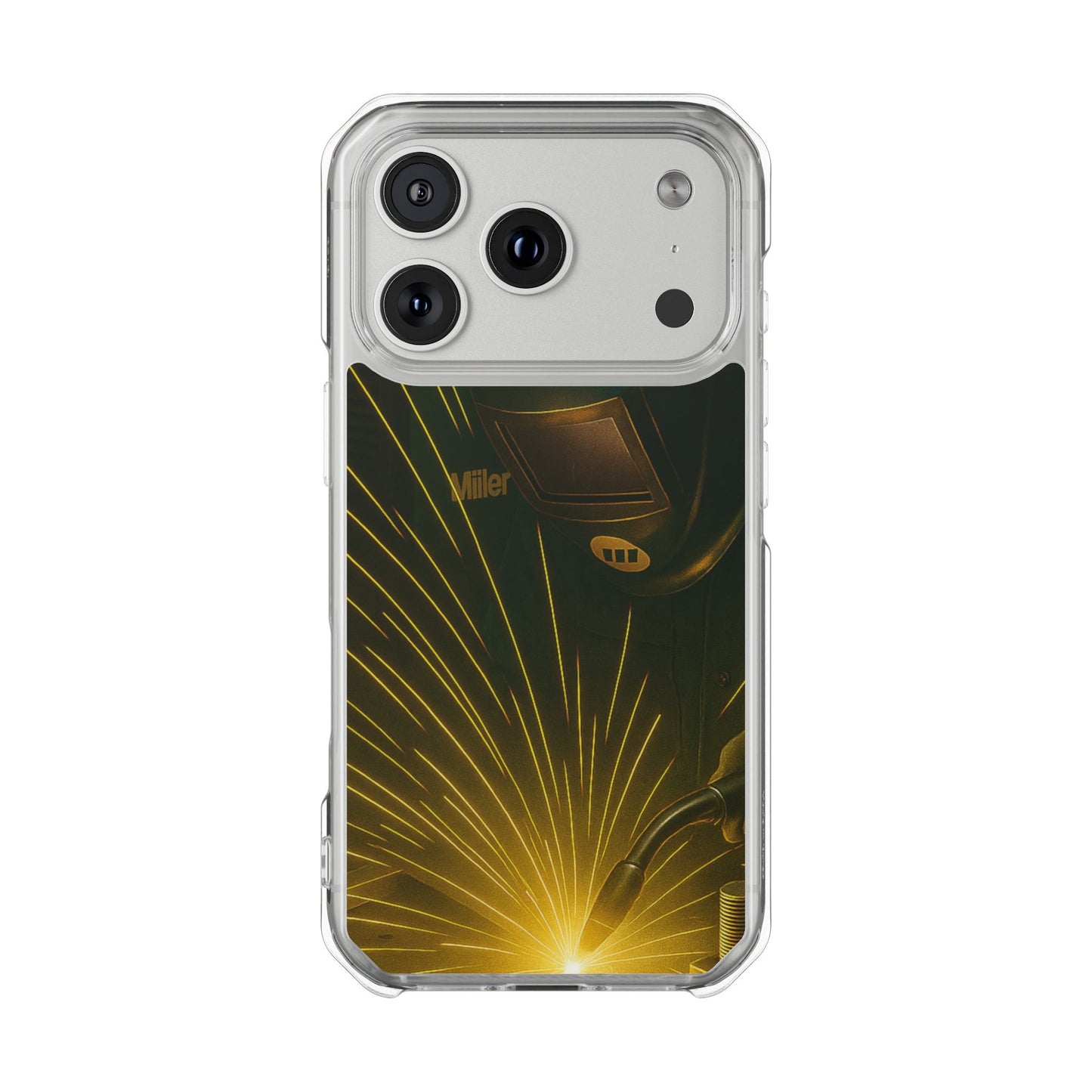 Miller Welder - Fundas magnéticas transparentes resistentes a impactos para iPhone