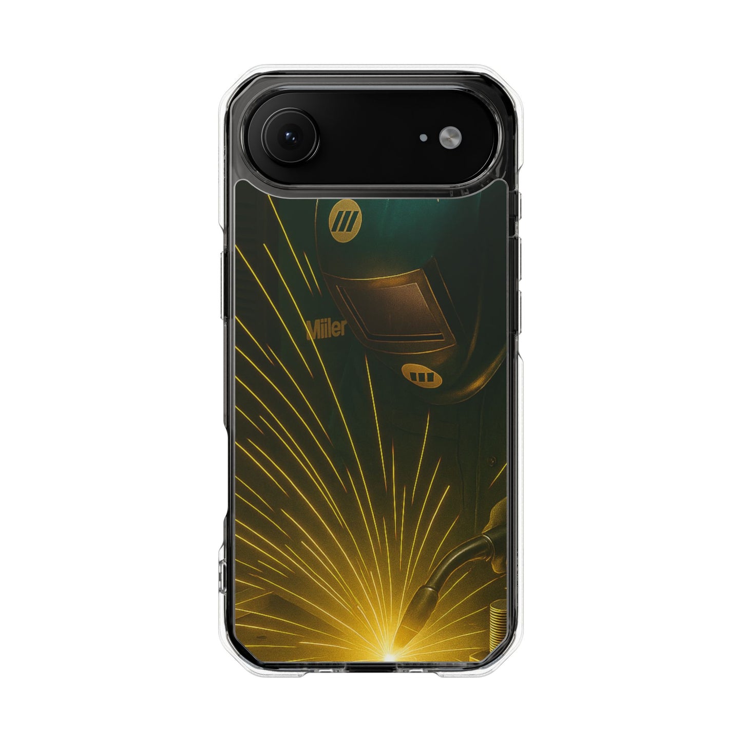 Miller Welder - Fundas magnéticas transparentes resistentes a impactos para iPhone