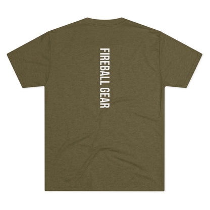 Fireball Gear - Camiseta unisex de mezcla triple blanca con llamas y engranajes