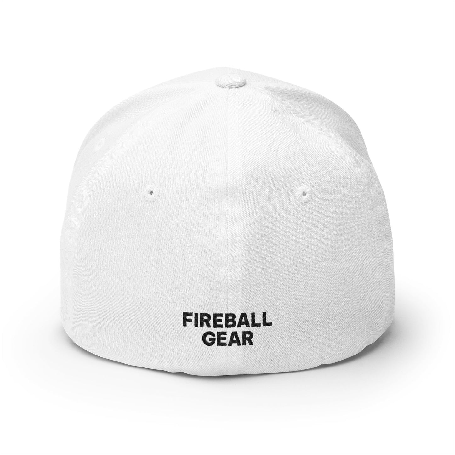 Fireball 3D - Brand Logo - Flame & Text - Red & White - Light Colors - FlexFit Cap