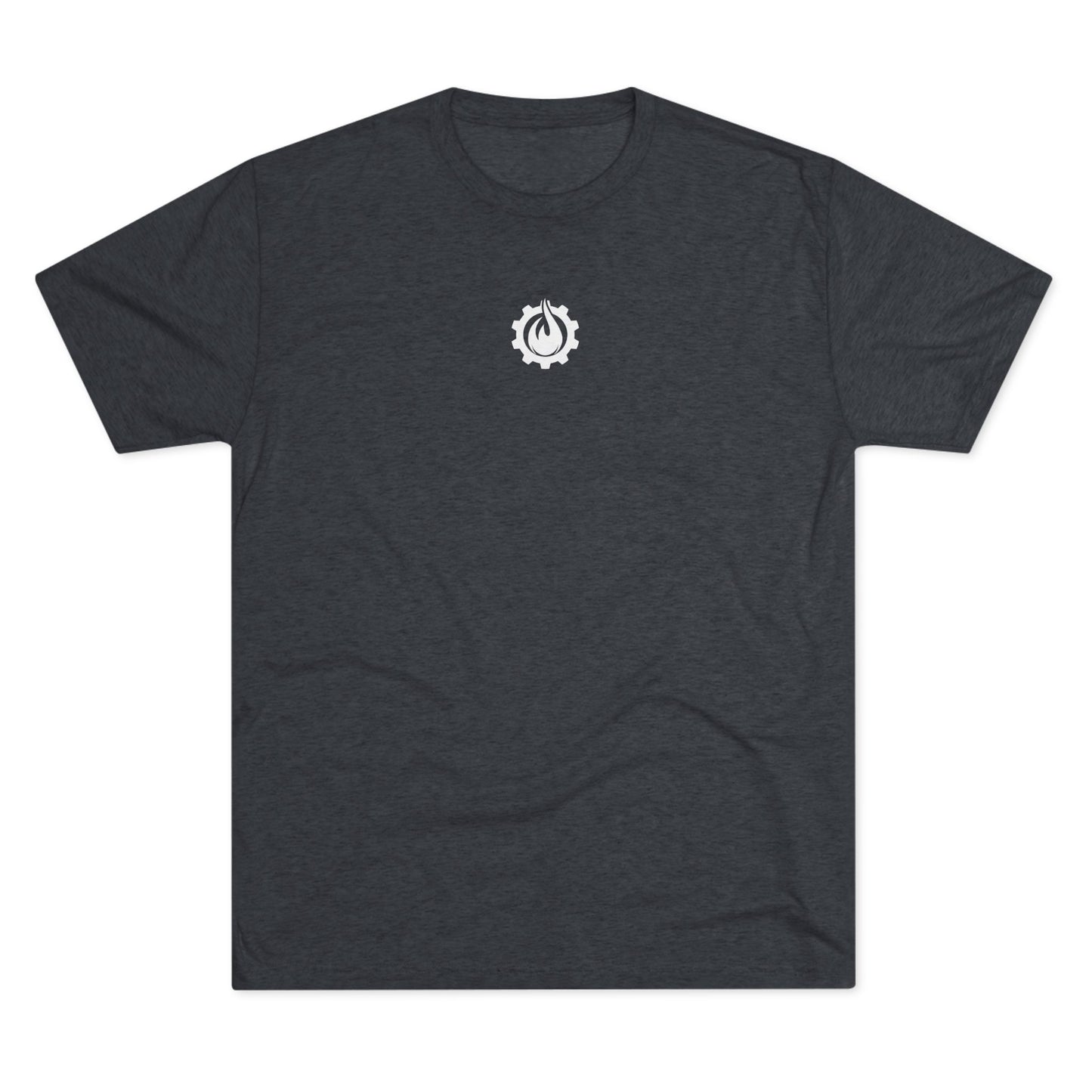 Fireball Gear - Camiseta unisex de mezcla triple blanca con llamas y engranajes