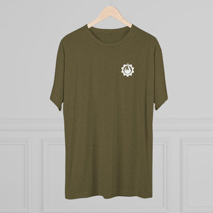 Fireball Gear - Flame &amp; Gear - Camiseta unisex de mezcla triple blanca