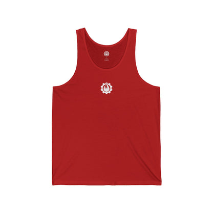 Camiseta sin mangas unisex Fireball Gear - Flame &amp; Gear - Blanca
