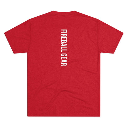 Fireball Gear - Camiseta unisex de mezcla triple blanca con llamas y engranajes