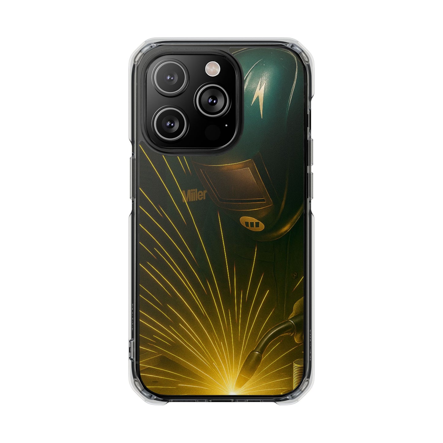 Miller Welder - Fundas magnéticas transparentes resistentes a impactos para iPhone