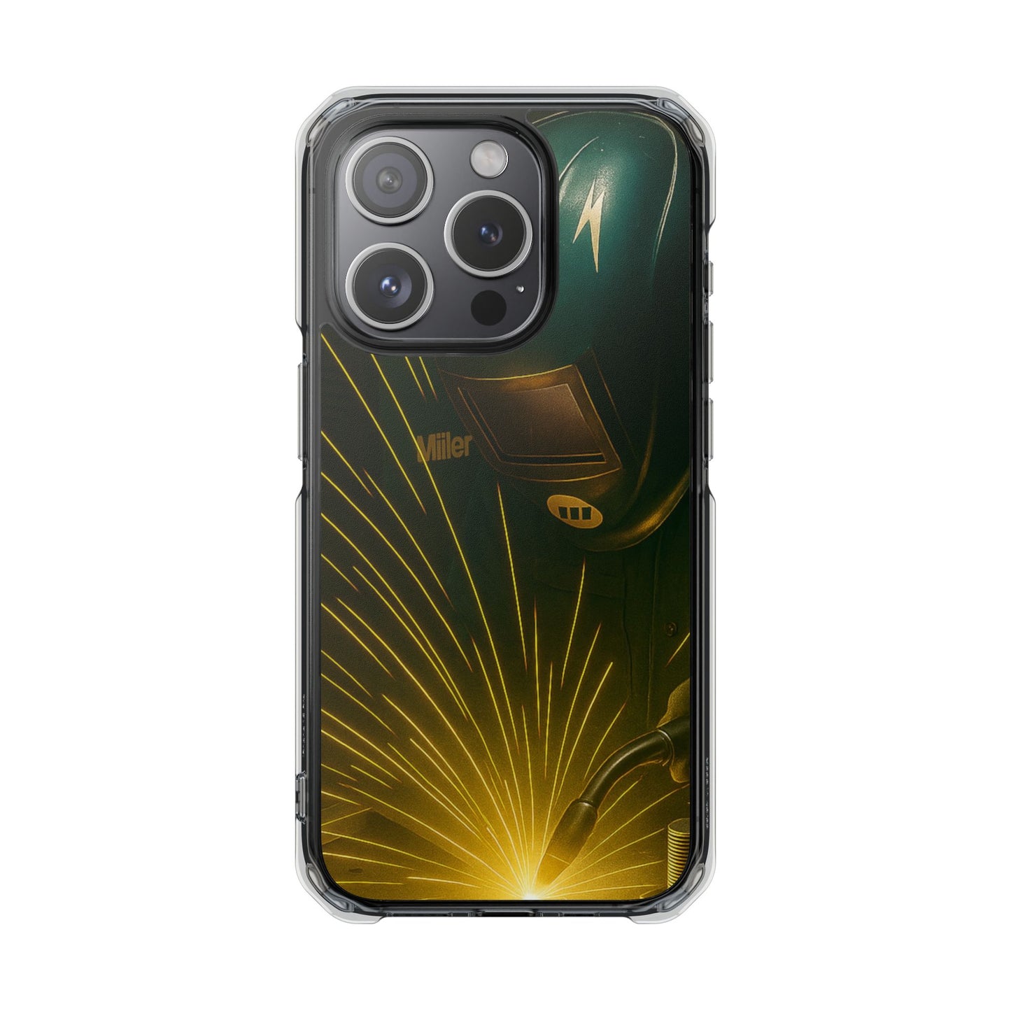 Miller Welder - Fundas magnéticas transparentes resistentes a impactos para iPhone