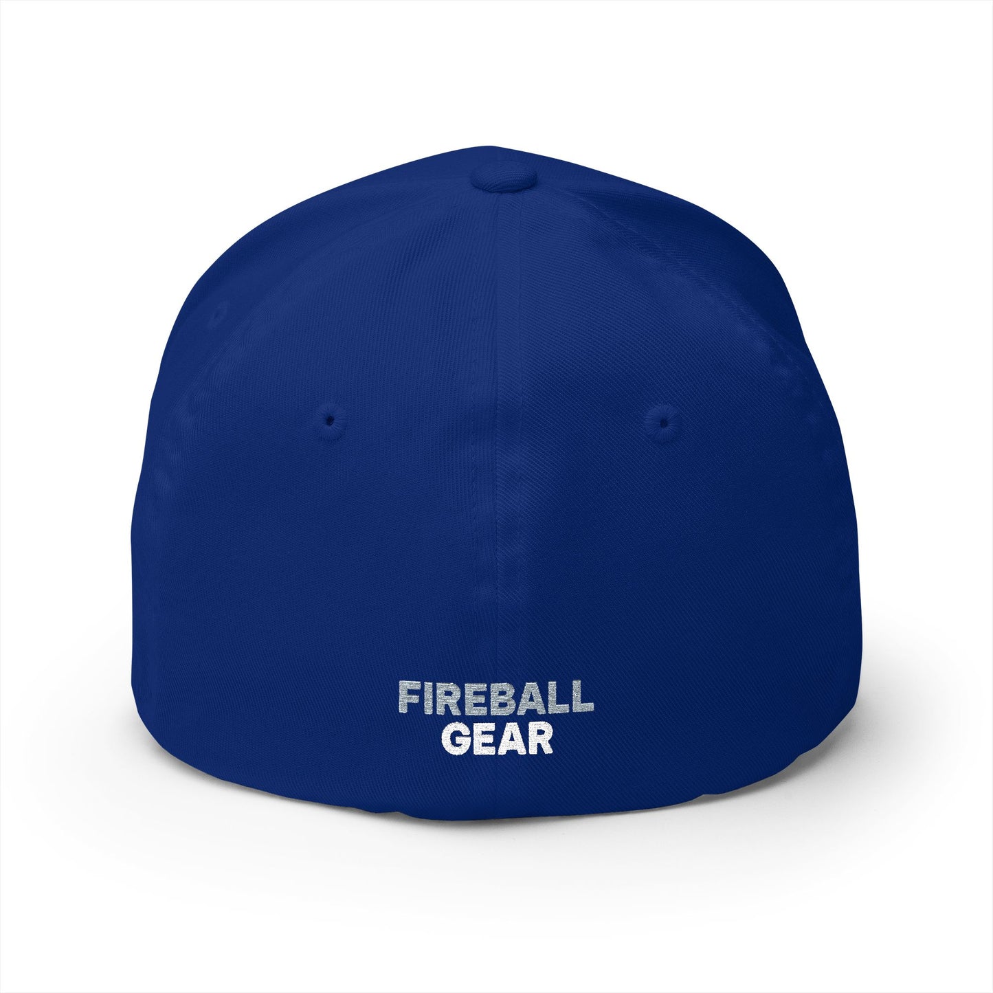 Fireball Gear - Brand Logo - Flame & Gear - Gray & White - FlexFit Cap
