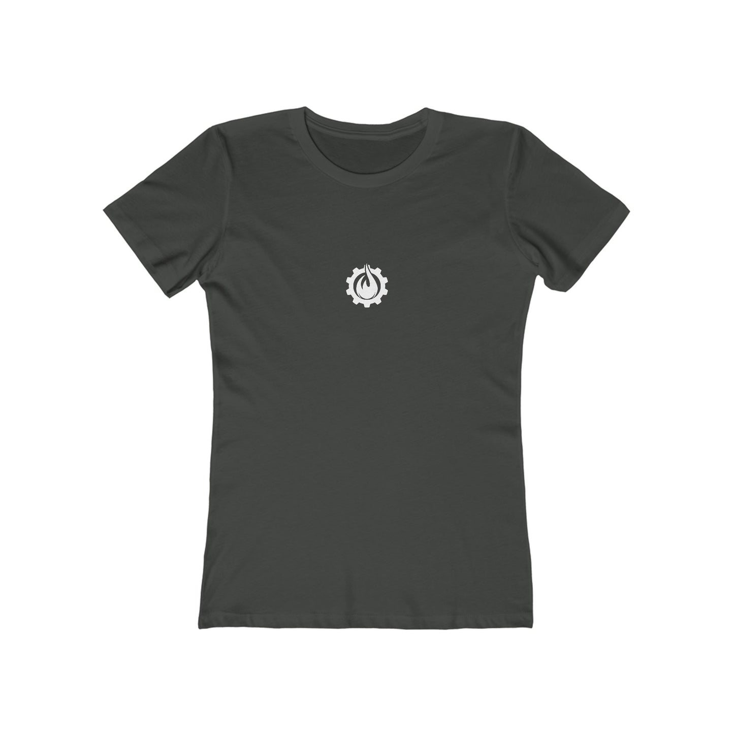 Fireball Gear - Flame &amp; Gear - Camiseta ajustada para mujer - Blanca