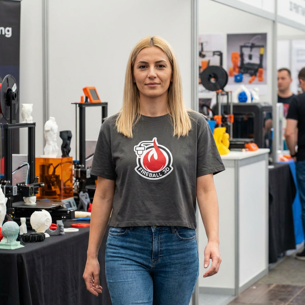 Camiseta cuadrada para mujer con el logotipo 3D de Fireball