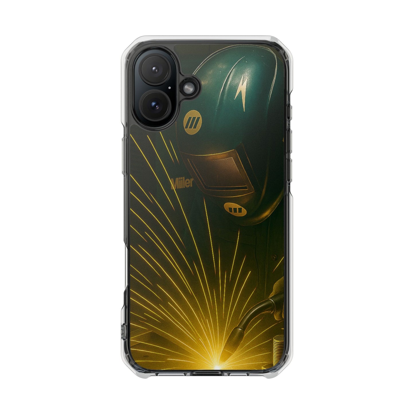 Miller Welder - Fundas magnéticas transparentes resistentes a impactos para iPhone