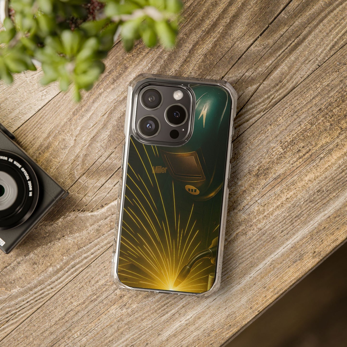 Miller Welder - Fundas magnéticas transparentes resistentes a impactos para iPhone