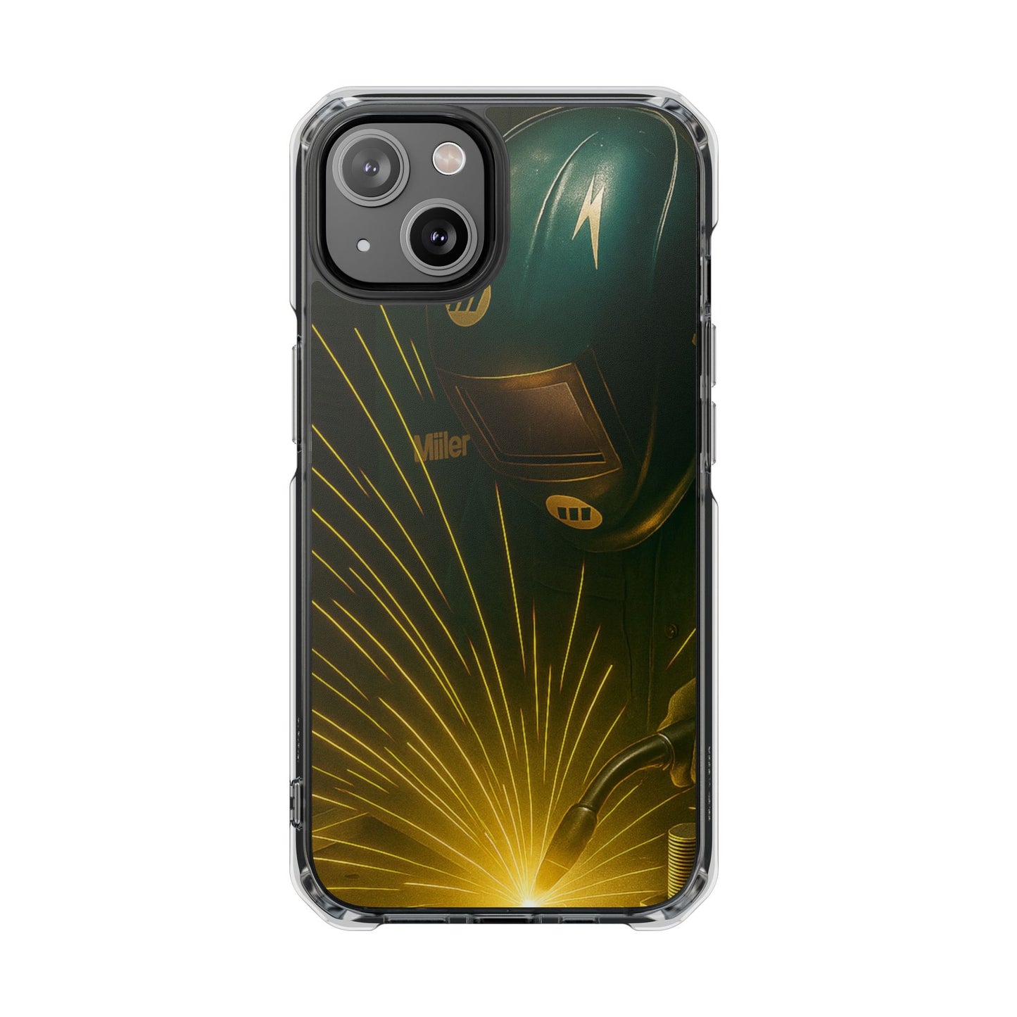 Miller Welder - Fundas magnéticas transparentes resistentes a impactos para iPhone