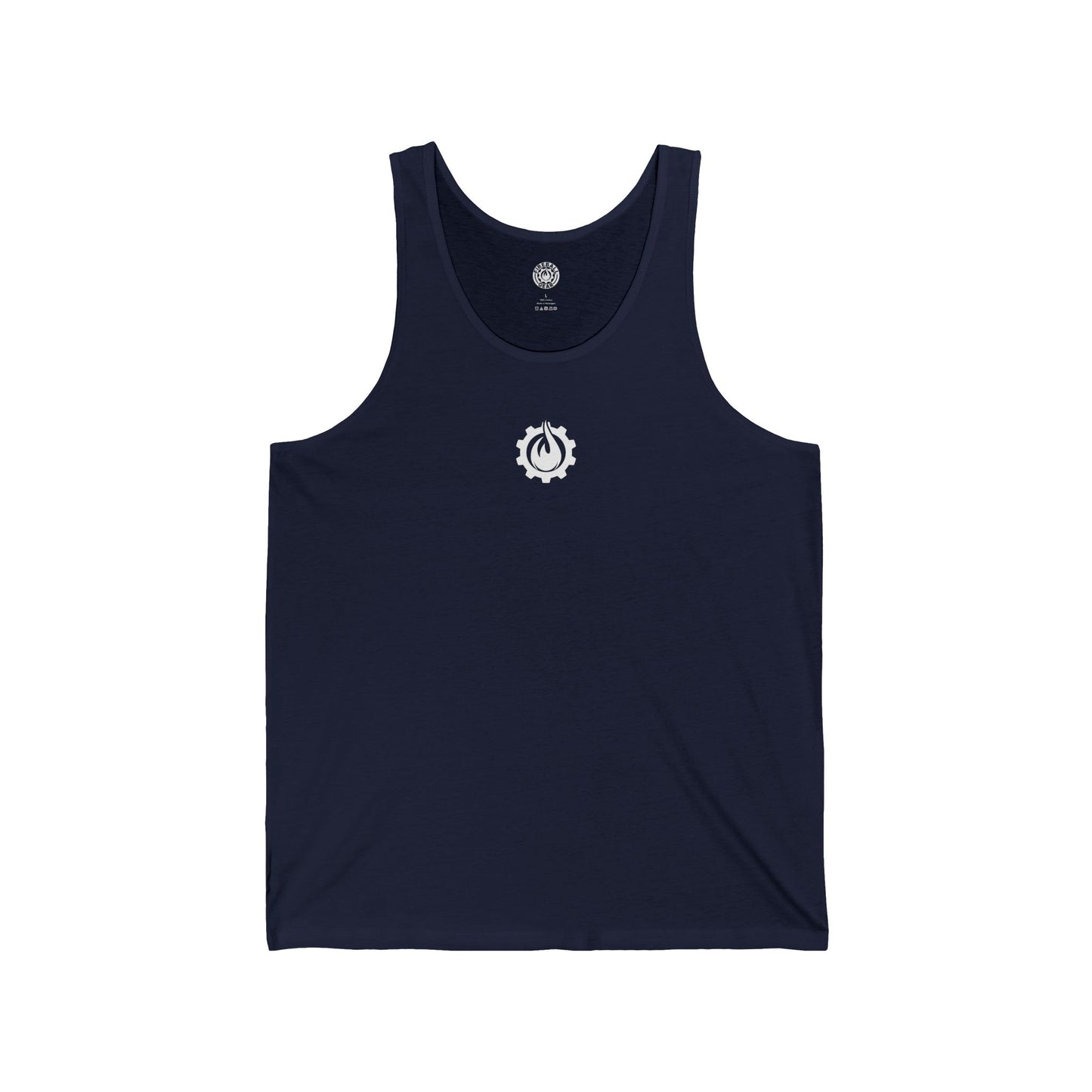 Camiseta sin mangas unisex Fireball Gear - Flame &amp; Gear - Blanca