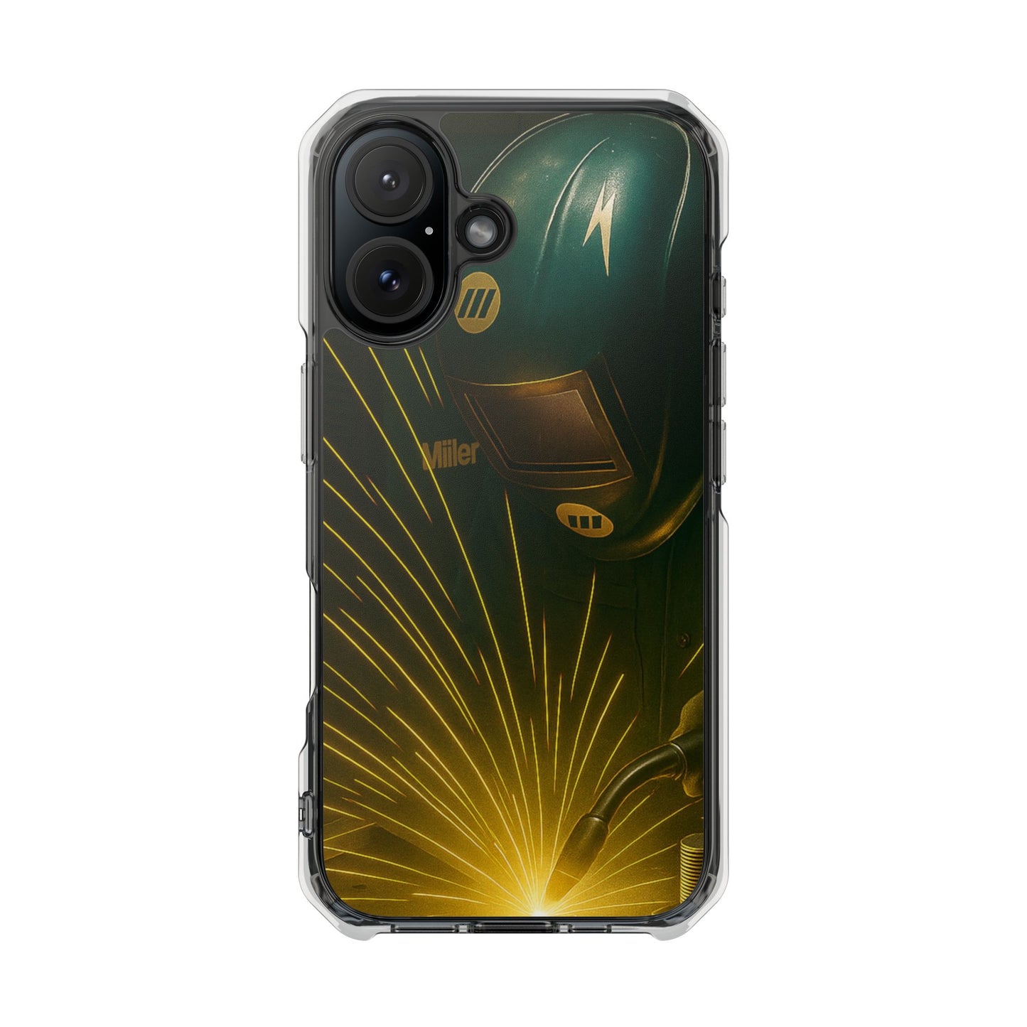 Miller Welder - Fundas magnéticas transparentes resistentes a impactos para iPhone