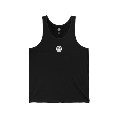 Camiseta sin mangas unisex Fireball Gear - Flame &amp; Gear - Blanca