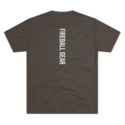 Fireball Gear - Camiseta unisex de mezcla triple blanca con llamas y engranajes
