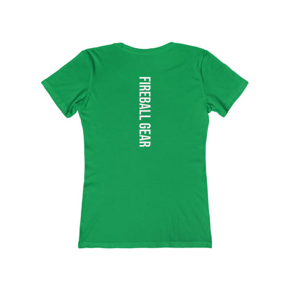 Fireball Gear - Flame &amp; Gear - Camiseta ajustada para mujer - Blanca