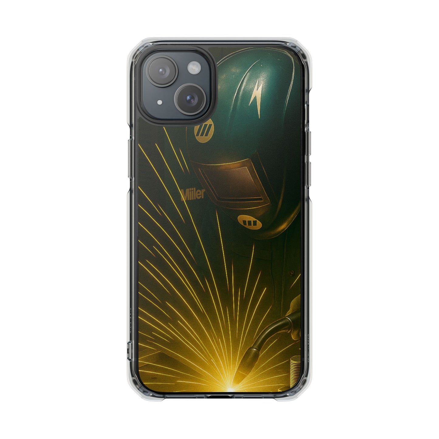 Miller Welder - Fundas magnéticas transparentes resistentes a impactos para iPhone