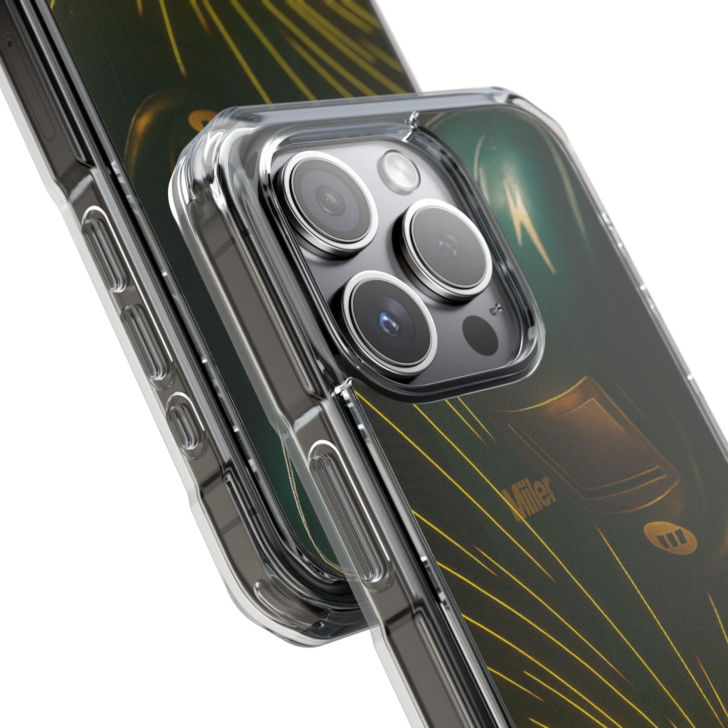 Miller Welder - Fundas magnéticas transparentes resistentes a impactos para iPhone