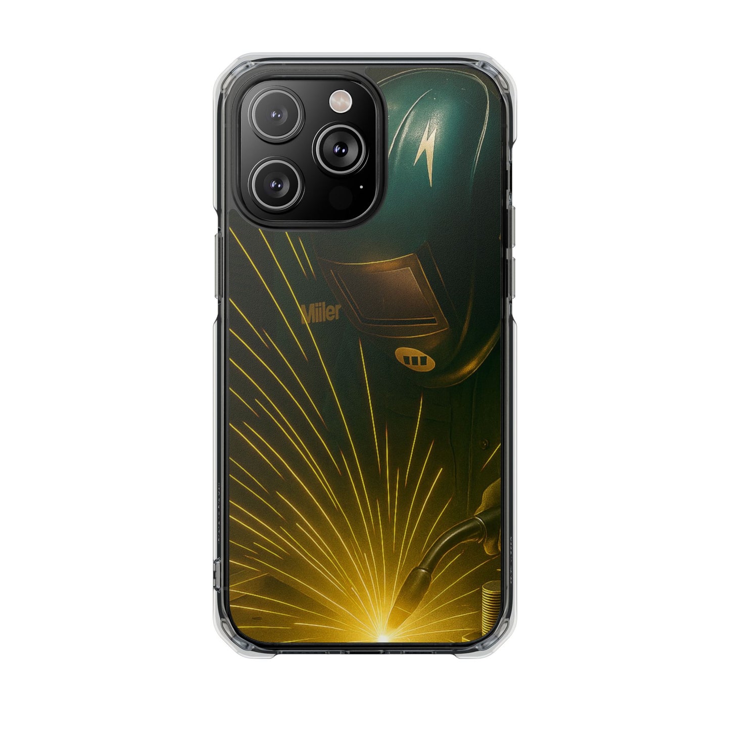 Miller Welder - Fundas magnéticas transparentes resistentes a impactos para iPhone